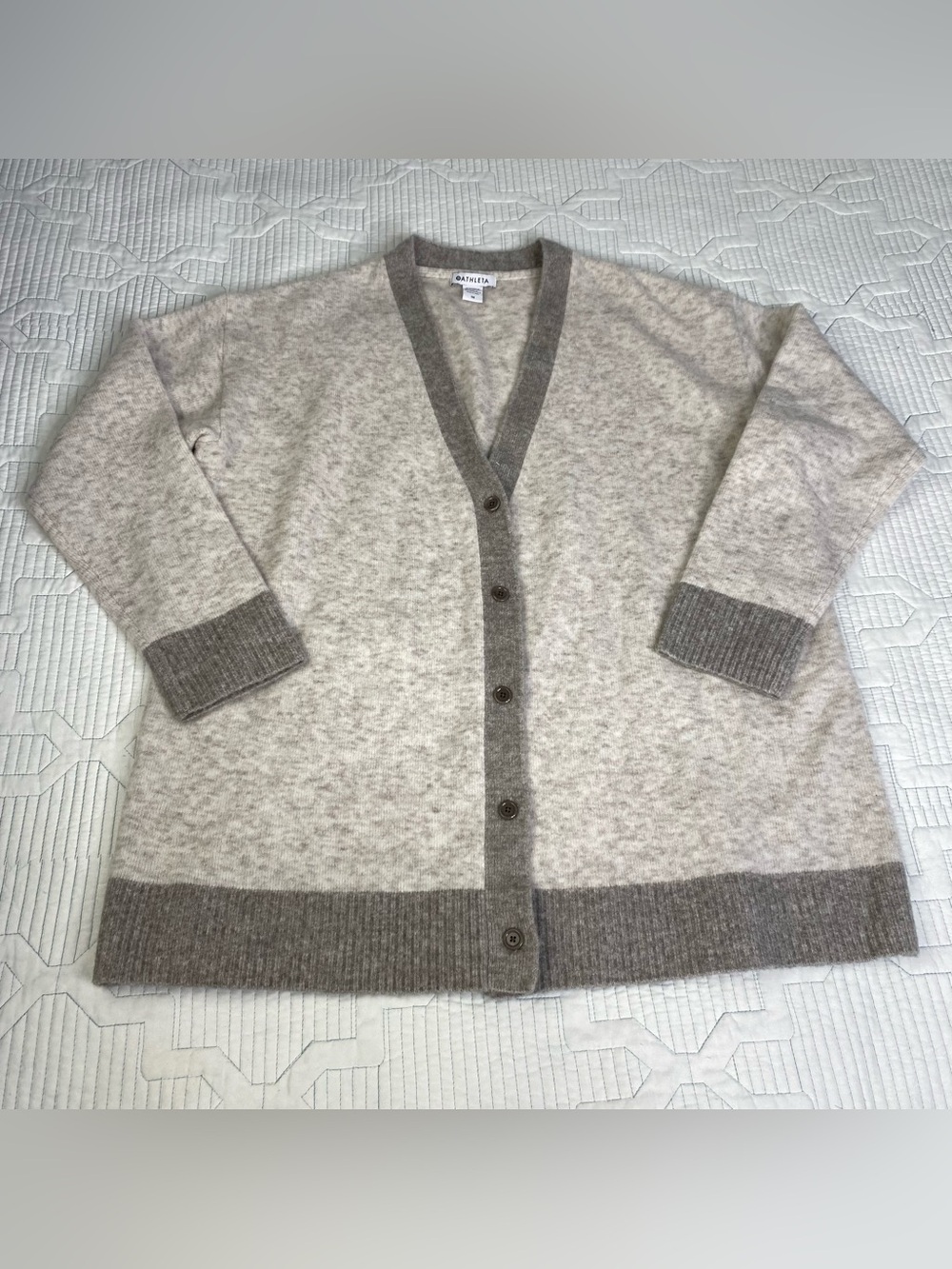 Athleta Womens Sz 1X Cardigan Westlake Merino Wool Heather Brown 982860